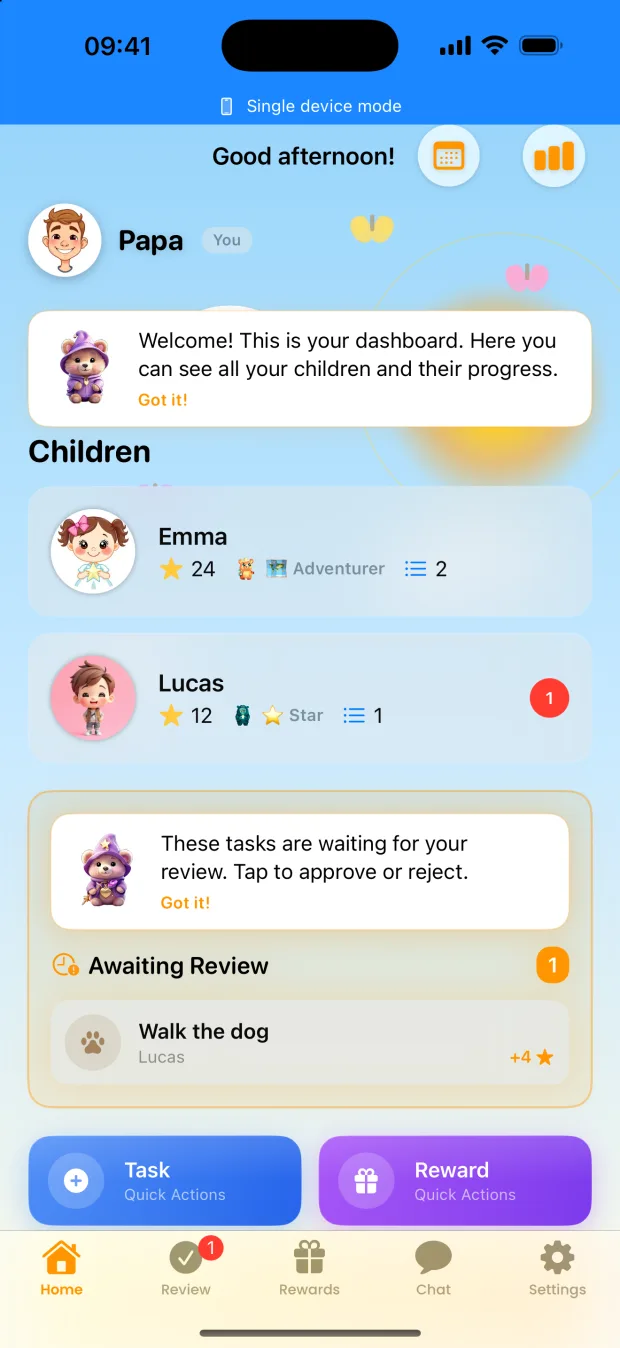 Parent dashboard