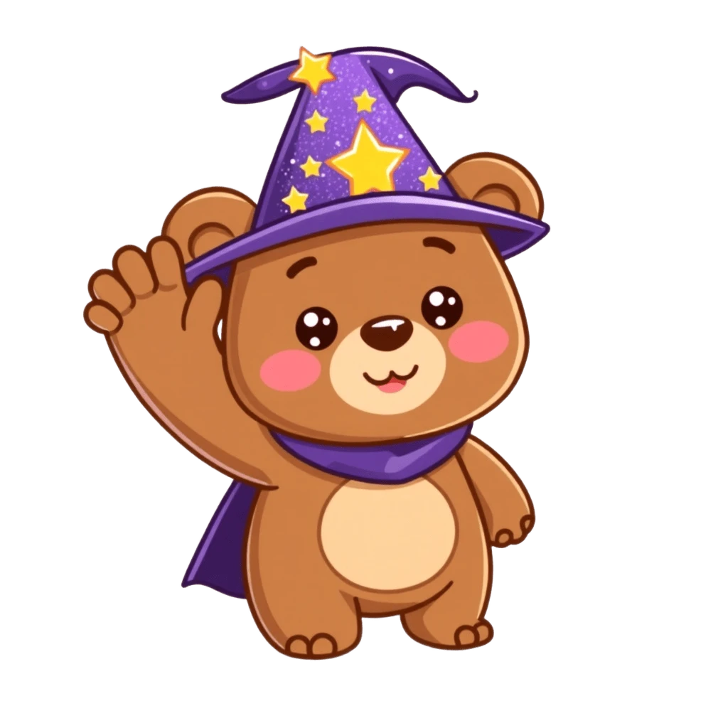 Kids Quest bear wizard mascot