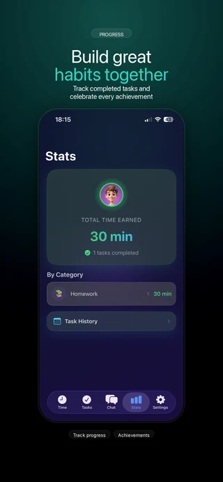 Статистика ребёнка в EarnTime