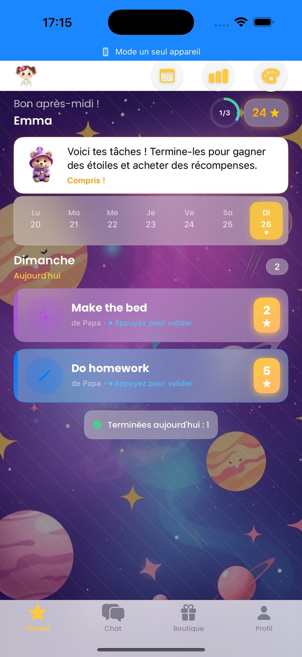 Child tasks screen