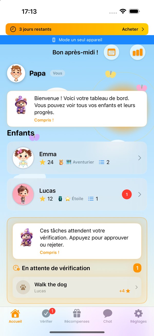 Parent dashboard